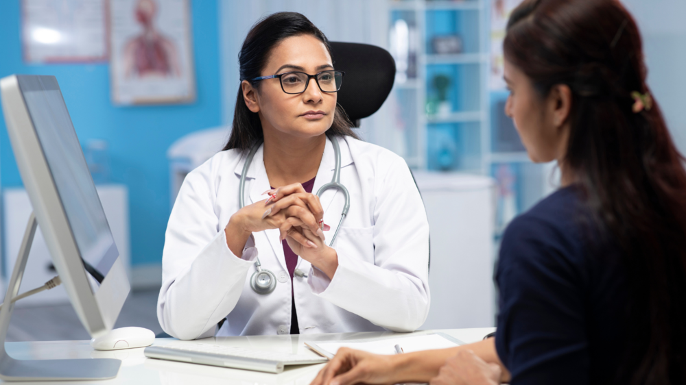 woman and doctor