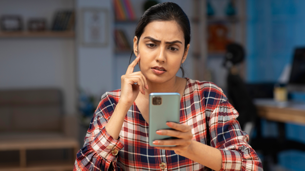 woman using phone