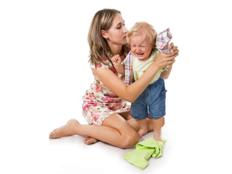 mother handling child tantrum