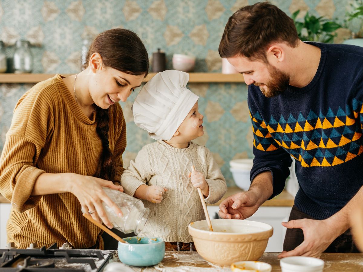 Happy family cooking