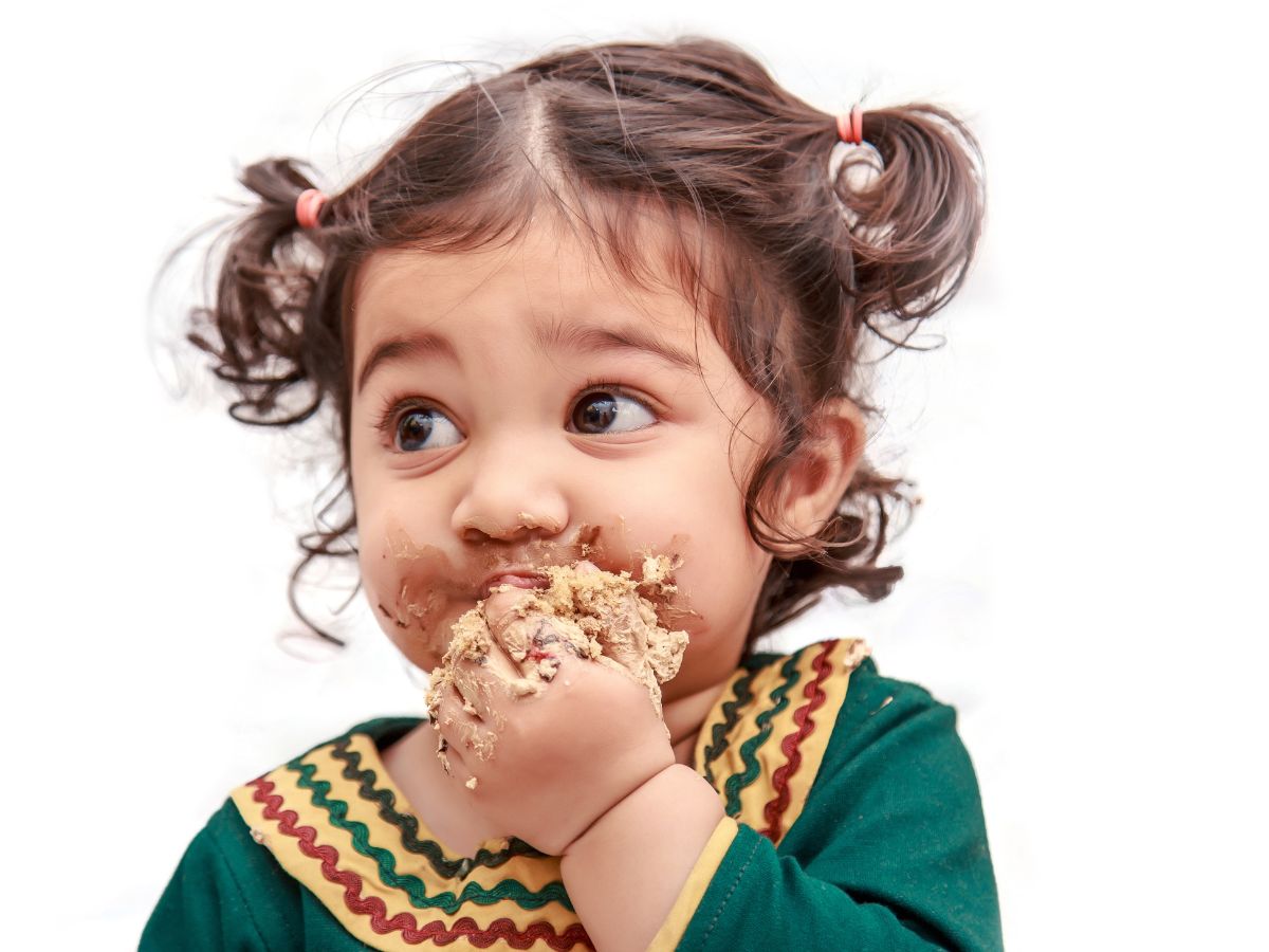 child having food