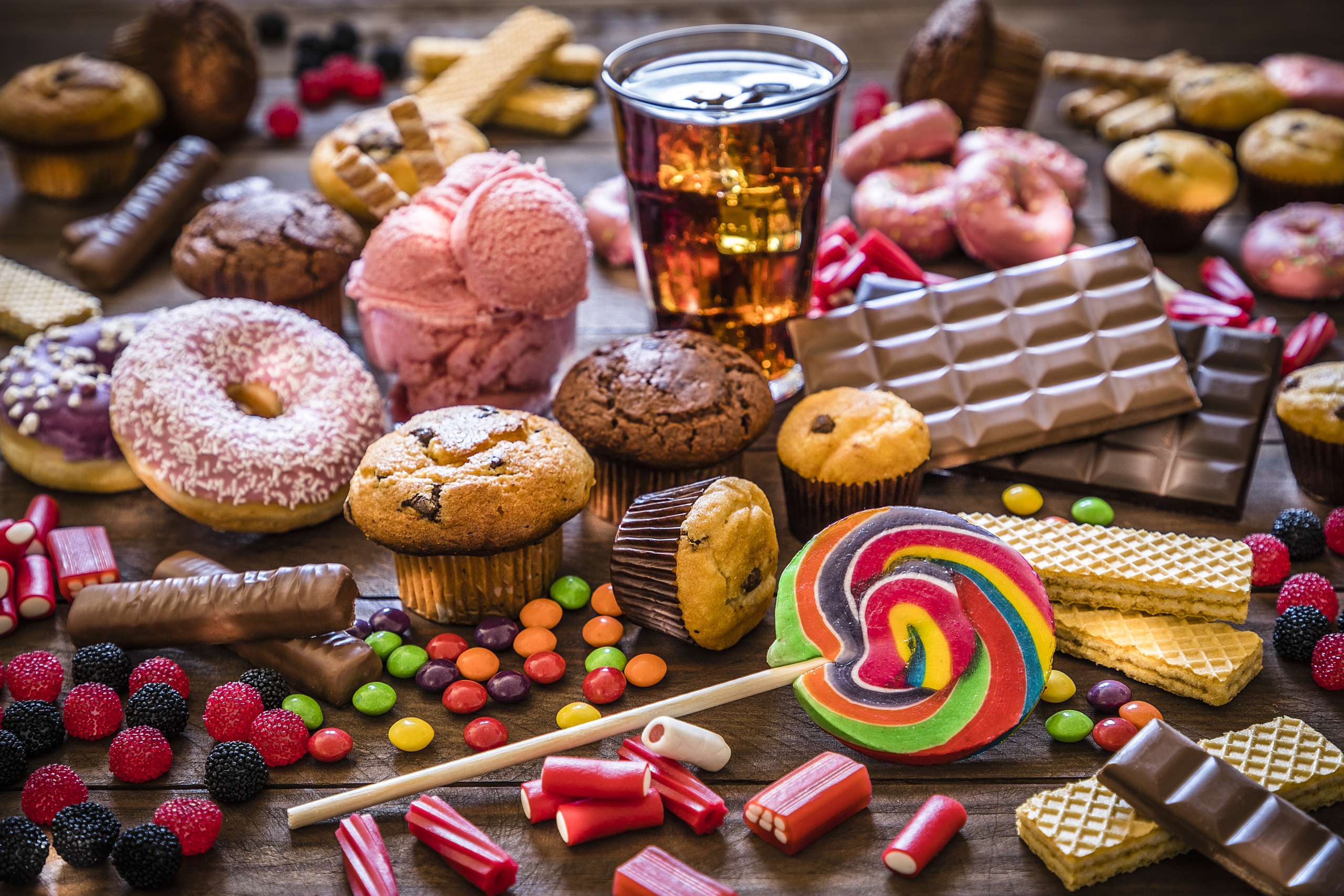 Assortment of products with high sugar level