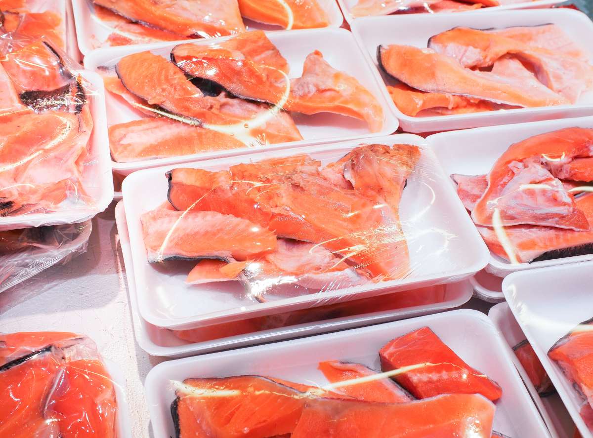 Fresh salmon fillet in packing for sell in supermarket- Raw Fish In Pregnancy