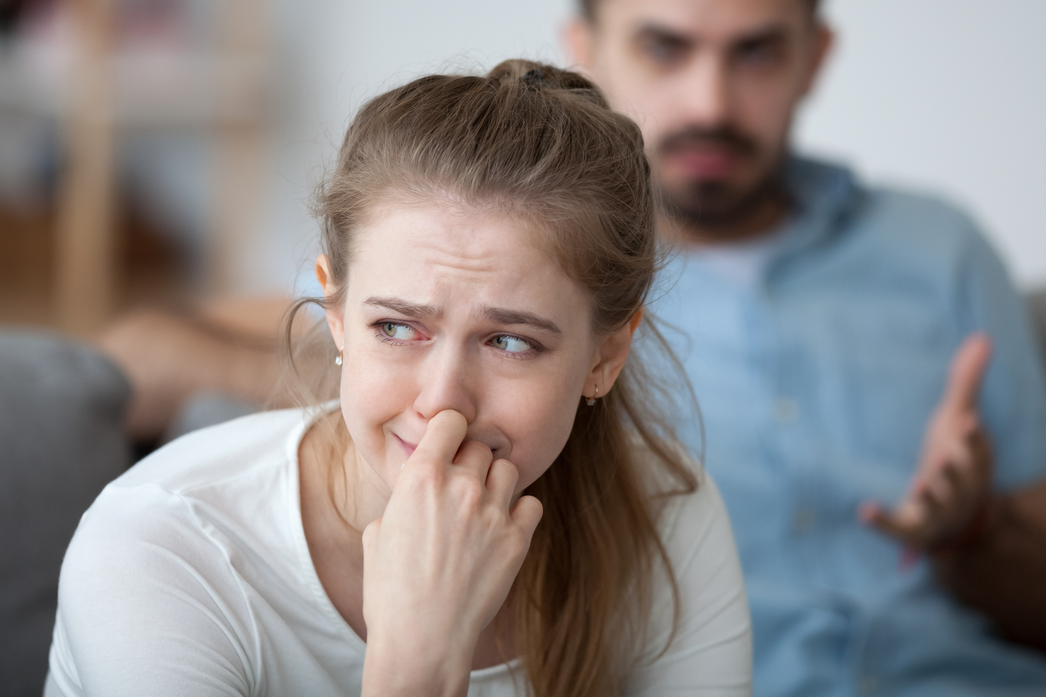 Stressed woman crying feeling- Postpartum Depression On Self-Esteem